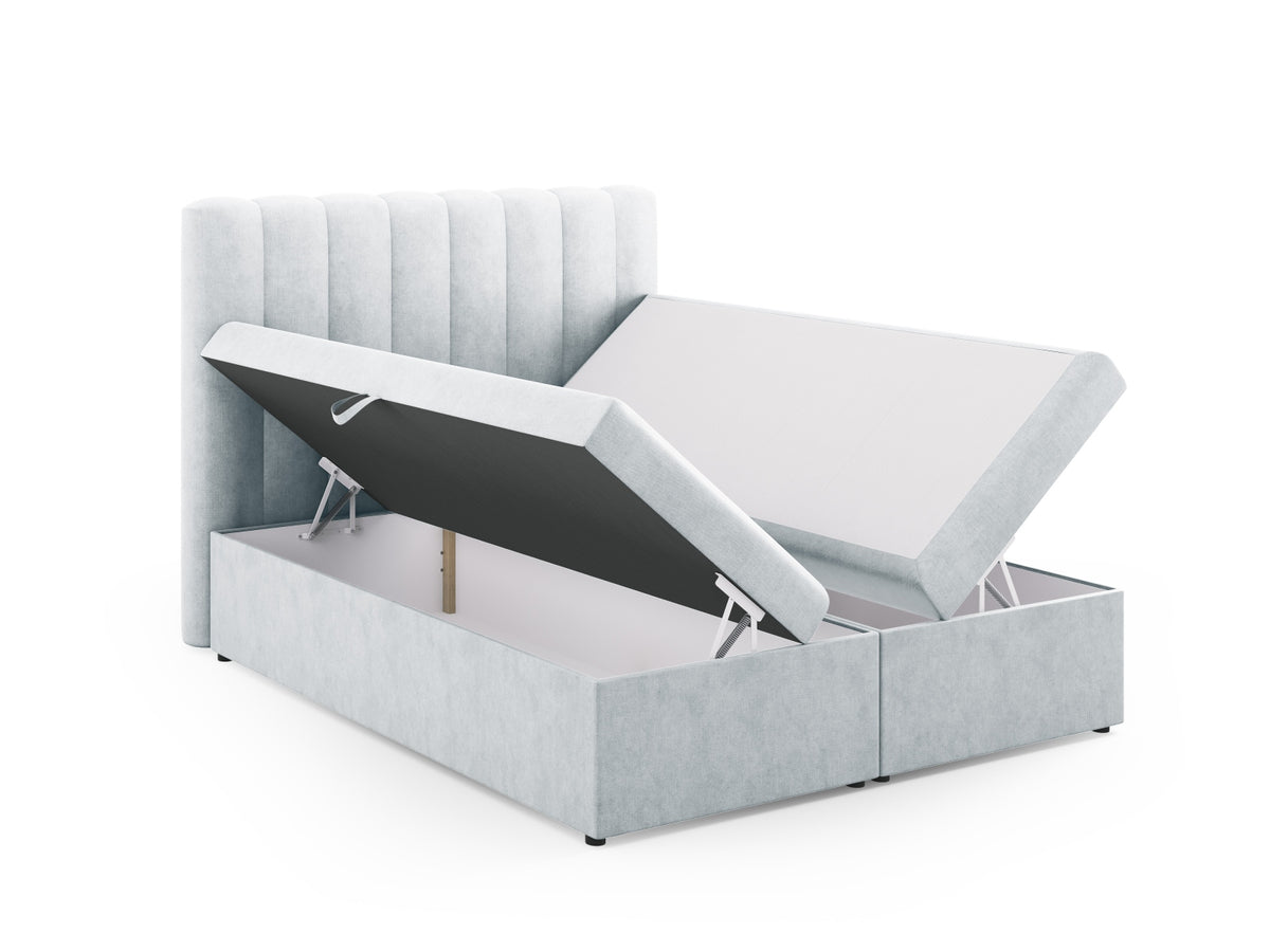Kelp Boxspringbett Set 160cm: Headboard + Box Springs/Matratze + Matratze Topper in Light Grey-Moly präsentiert im Onlineshop von KAQTU Design AG. Bett ist von Micadoni
