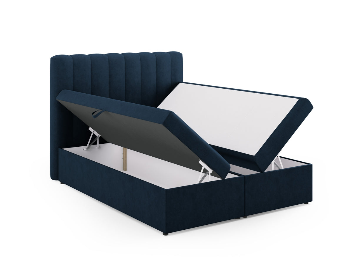Kelp Boxspringbett Set 160cm: Headboard + Box Springs/Matratze + Matratze Topper in Royal Blue-Moly präsentiert im Onlineshop von KAQTU Design AG. Bett ist von Micadoni