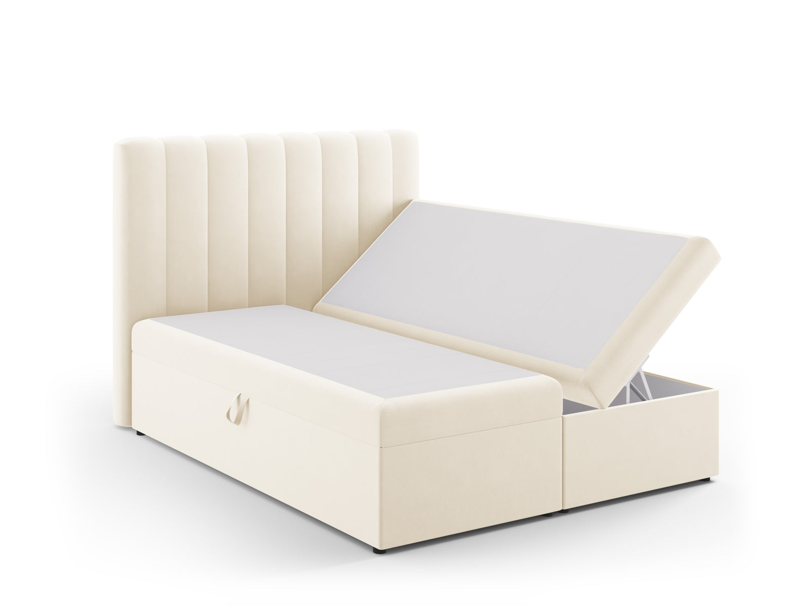 Entdecken Sie das Kelp Boxspring Bett Set von Micadoni: stilvolles Kopfteil, stabile Boxspring und hochwertige Matratze mit Topper für erholsamen Schlaf.