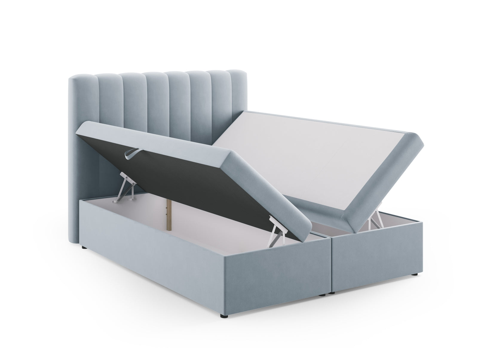 Entdecken Sie das Kelp Boxspring Bett Set von Micadoni: stilvolles Kopfteil, stabile Boxspring und hochwertige Matratze mit Topper für erholsamen Schlaf.