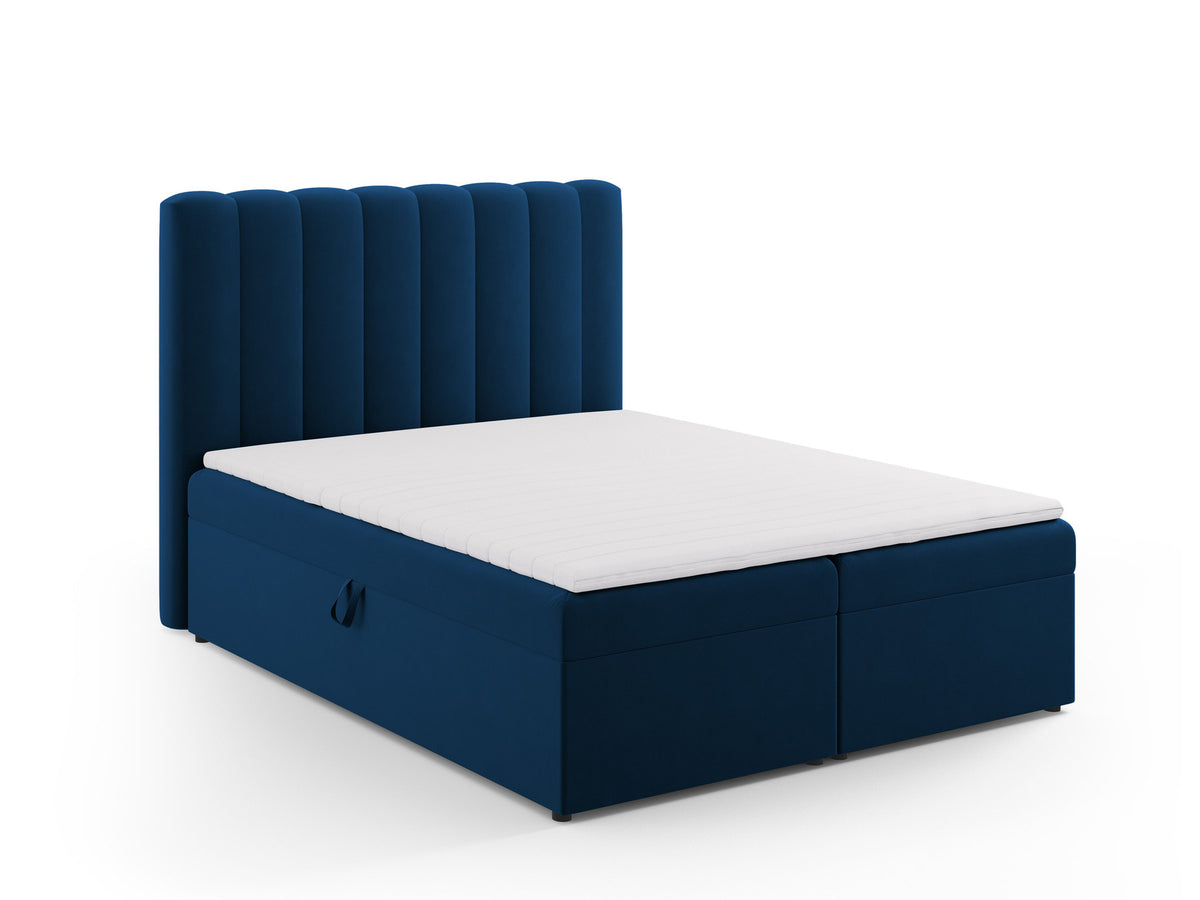 Kelp Boxspringbett Set 160cm: Headboard + Box Springs/Matratze + Matratze Topper in Royal Blue-Bluvel präsentiert im Onlineshop von KAQTU Design AG. Bett ist von Micadoni