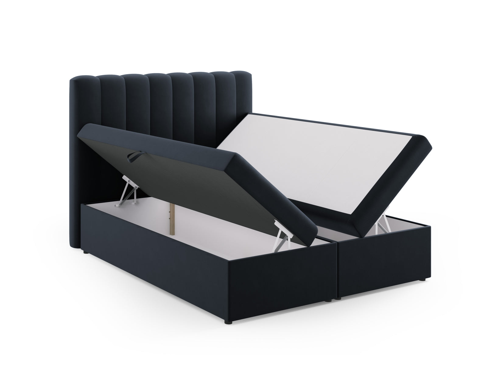 Entdecken Sie das Kelp Boxspring Bett Set von Micadoni: stilvolles Kopfteil, stabile Boxspring und hochwertige Matratze mit Topper für erholsamen Schlaf.