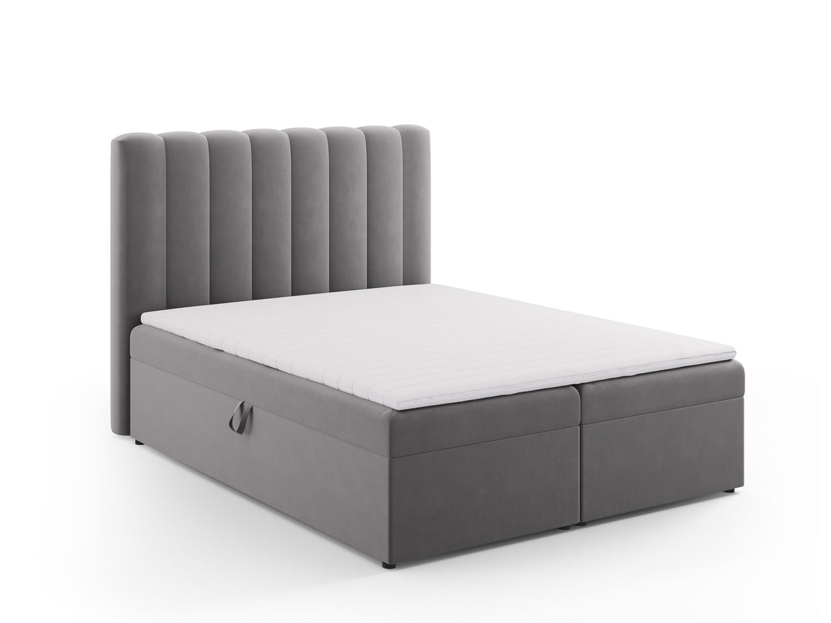 Kelp Boxspringbett Set 160cm: Headboard + Box Springs/Matratze + Matratze Topper in Grey-Bluvel präsentiert im Onlineshop von KAQTU Design AG. Bett ist von Micadoni
