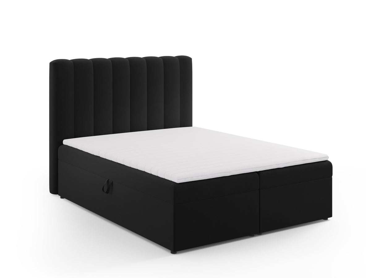 Kelp Boxspringbett Set 160cm: Headboard + Box Springs/Matratze + Matratze Topper in Black-Bluvel präsentiert im Onlineshop von KAQTU Design AG. Bett ist von Micadoni