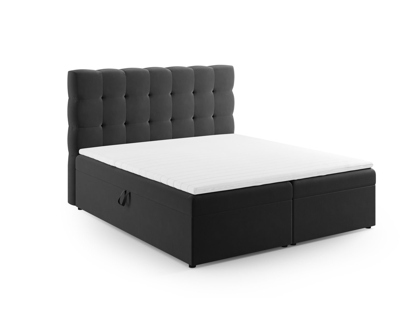 Mamaia Boxspringbett-Set: Headboard + Boxspringmatratze und Topper 160cm in Grey/Schwarz-Bluvel präsentiert im Onlineshop von KAQTU Design AG. Bett ist von Micadoni