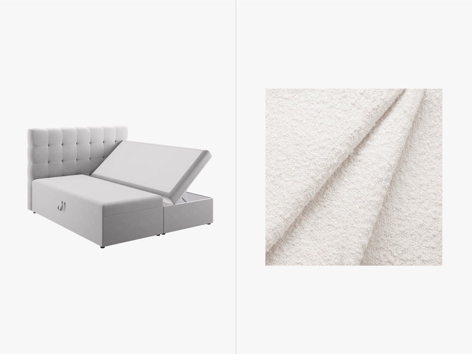 Mamaia Boxspringbett-Set: Headboard + Boxspringmatratze und Topper 180cm in White/Schwarz-Baloo präsentiert im Onlineshop von KAQTU Design AG. Bett ist von Micadoni