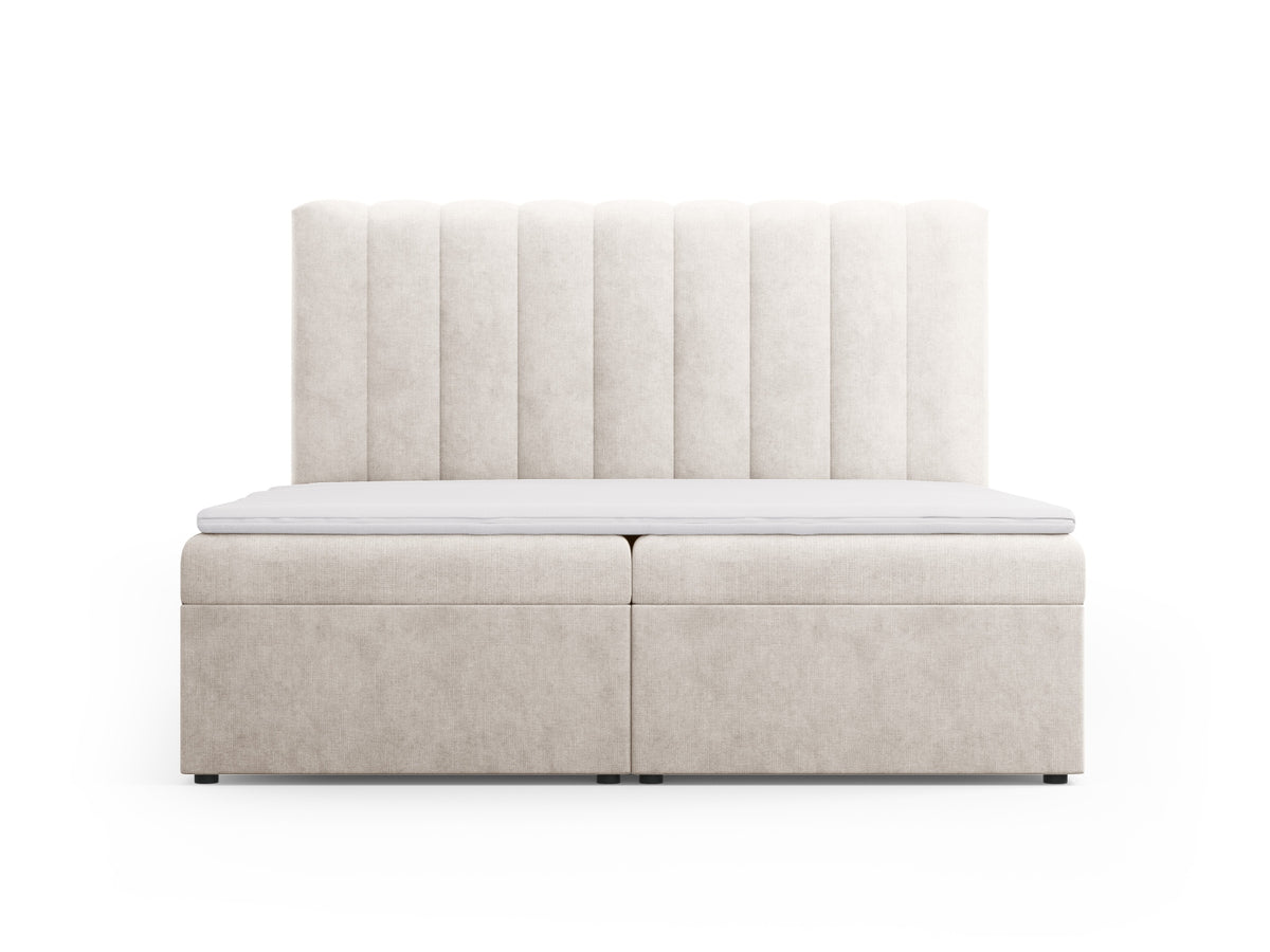 Kelp Boxspringbett Set 180cm: Headboard + Box Springs/Matratze + Matratze Topper in Grey Beige Melange-Moly präsentiert im Onlineshop von KAQTU Design AG. Bett ist von Micadoni
