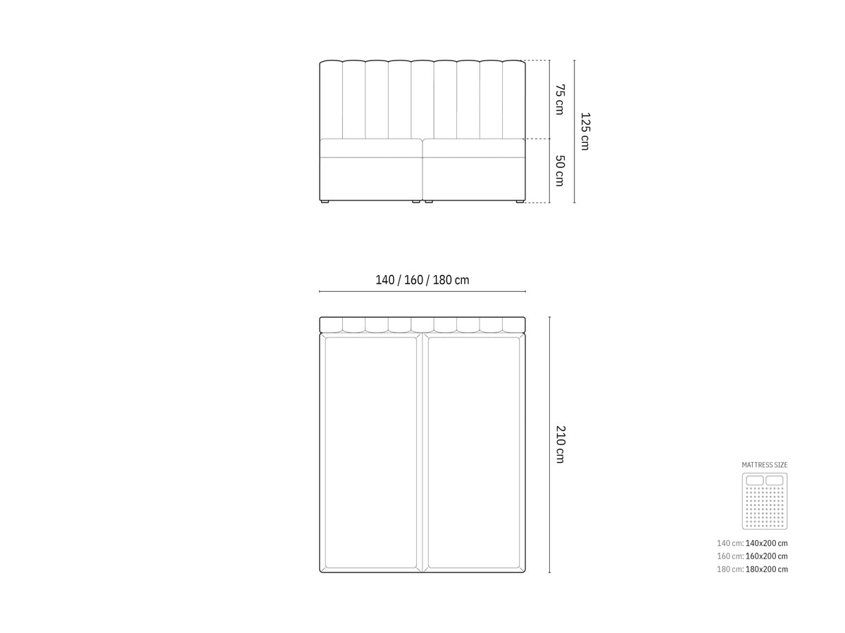 Kelp Boxspringbett Set 180cm: Headboard + Box Springs/Matratze + Matratze Topper in Light Grey-Moly präsentiert im Onlineshop von KAQTU Design AG. Bett ist von Micadoni