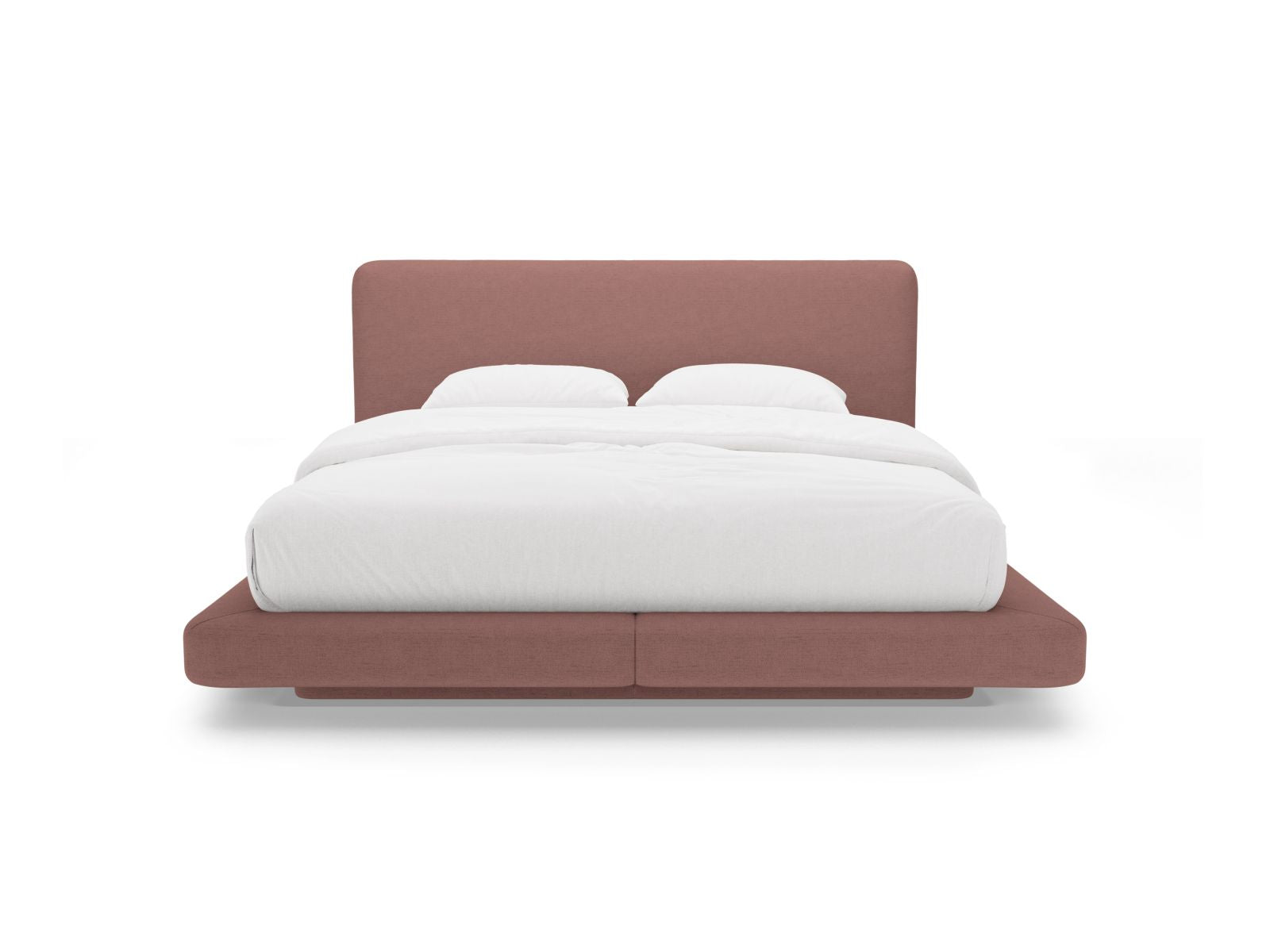 Elegantes Linea Bett mit 180 cm Kopfteil in stilvollem Dunkelpink, ideal für moderne Schlafzimmer, von Micadoni.