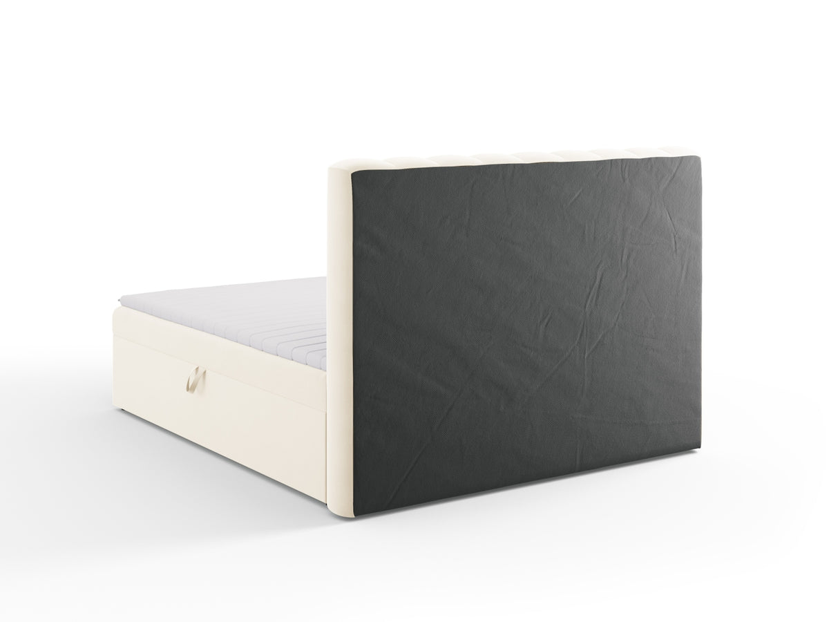 Kelp Boxspringbett Set 180cm: Headboard + Box Springs/Matratze + Matratze Topper in Light Beige-Bluvel präsentiert im Onlineshop von KAQTU Design AG. Bett ist von Micadoni