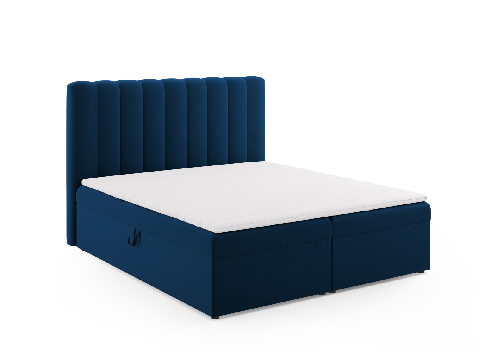 Entdecken Sie das Kelp Boxspring Bett Set von Micadoni: stilvolles Kopfteil, stabile Boxspring und hochwertige Matratze mit Topper für erholsamen Schlaf.