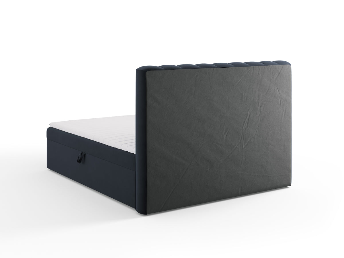 Kelp Boxspringbett Set 180cm: Headboard + Box Springs/Matratze + Matratze Topper in Dark Blue-Bluvel präsentiert im Onlineshop von KAQTU Design AG. Bett ist von Micadoni