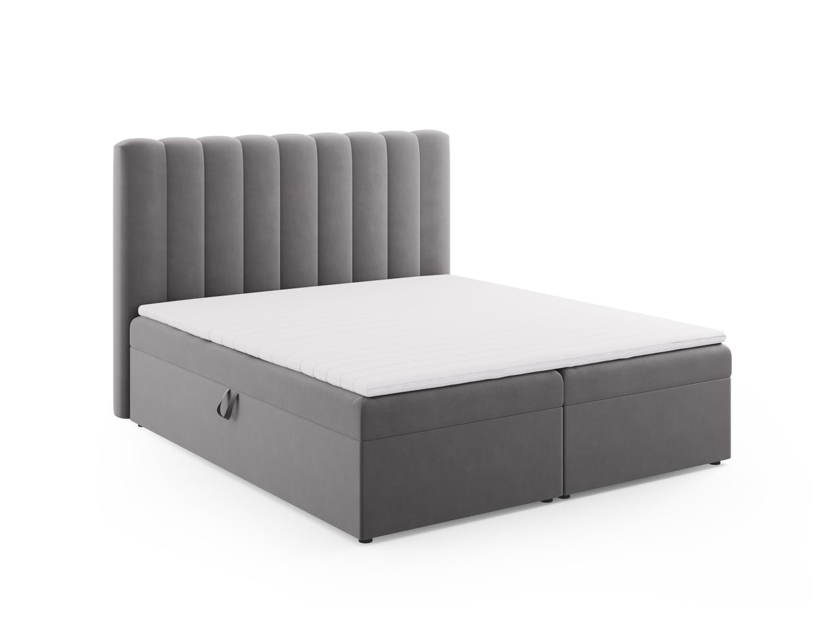 Kelp Boxspringbett Set 180cm: Headboard + Box Springs/Matratze + Matratze Topper in Grey-Bluvel präsentiert im Onlineshop von KAQTU Design AG. Bett ist von Micadoni