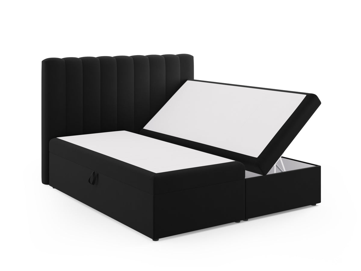Kelp Boxspringbett Set 180cm: Headboard + Box Springs/Matratze + Matratze Topper in Black-Bluvel präsentiert im Onlineshop von KAQTU Design AG. Bett ist von Micadoni