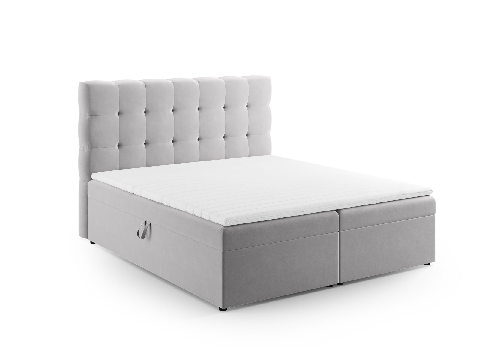 Mamaia Boxspring Bed Set: Headboard + Boxspringmatratze und Topper 180cm in Silver/Schwarz präsentiert im Onlineshop von KAQTU Design AG. Bett ist von Micadoni