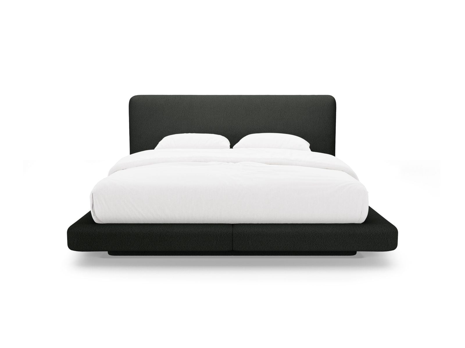 Elegantes Linea Bett mit 200 cm Kopfteil in stilvollem Schwarz, ideal für moderne Schlafzimmer, von Micadoni.