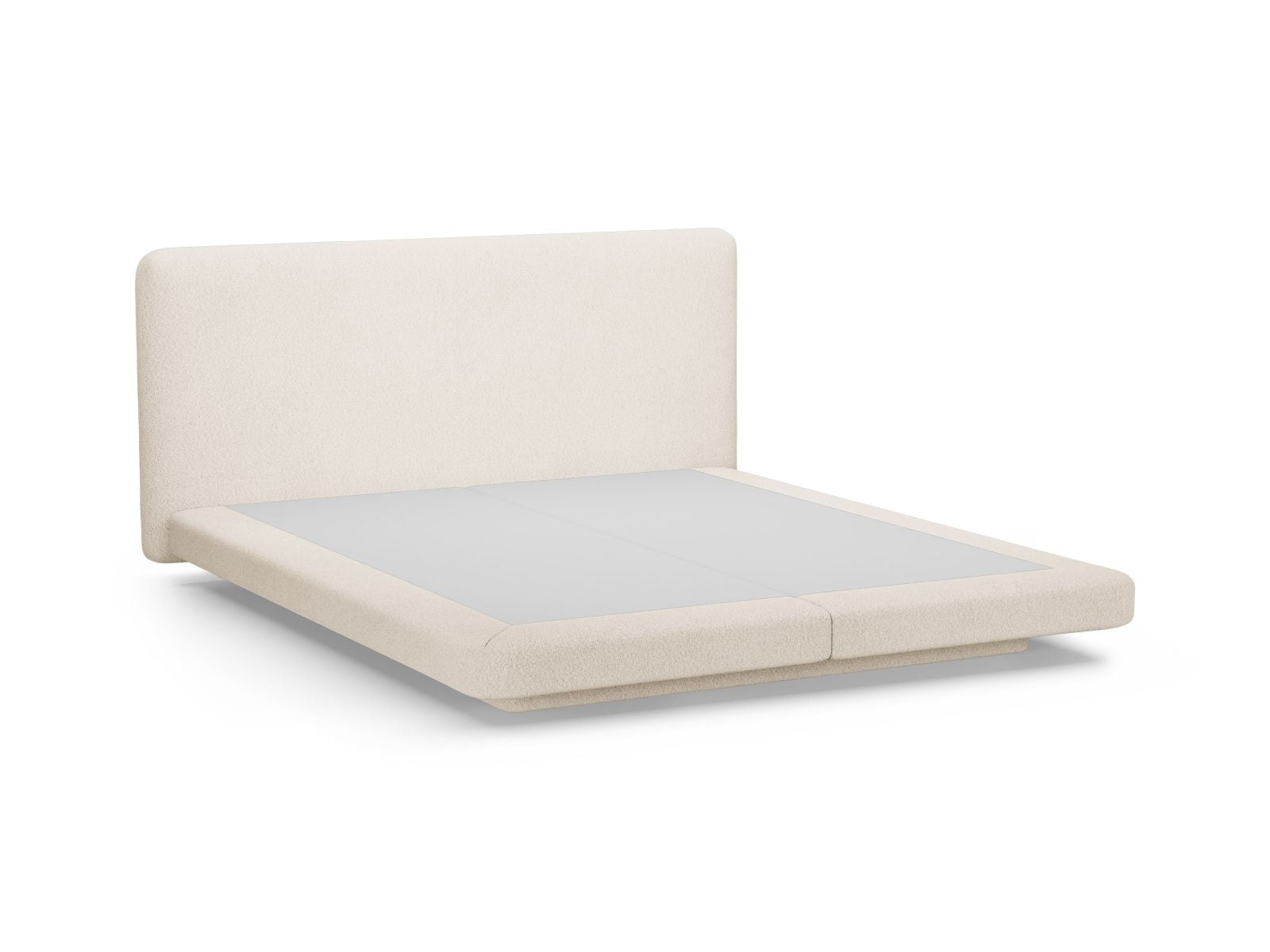 Elegantes Linea Bett mit 200 cm Kopfteil in sanftem Beige, ideal für stilvolle Schlafzimmergestaltung von Micadoni.