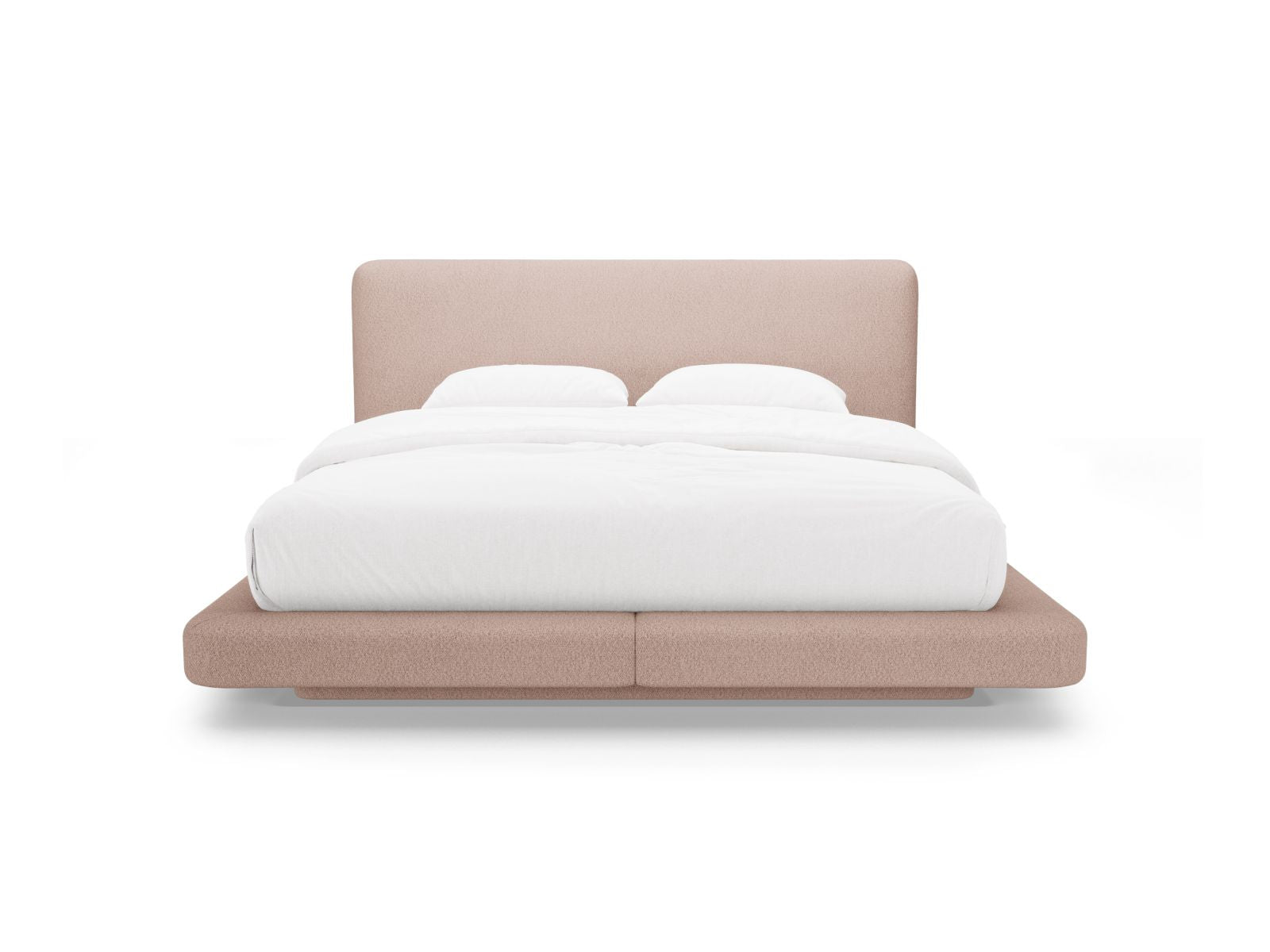 Elegantes Linea Bett mit 200 cm Kopfteil in sanftem Powder Pink, ideal für stilvolle Schlafzimmergestaltung von Micadoni.