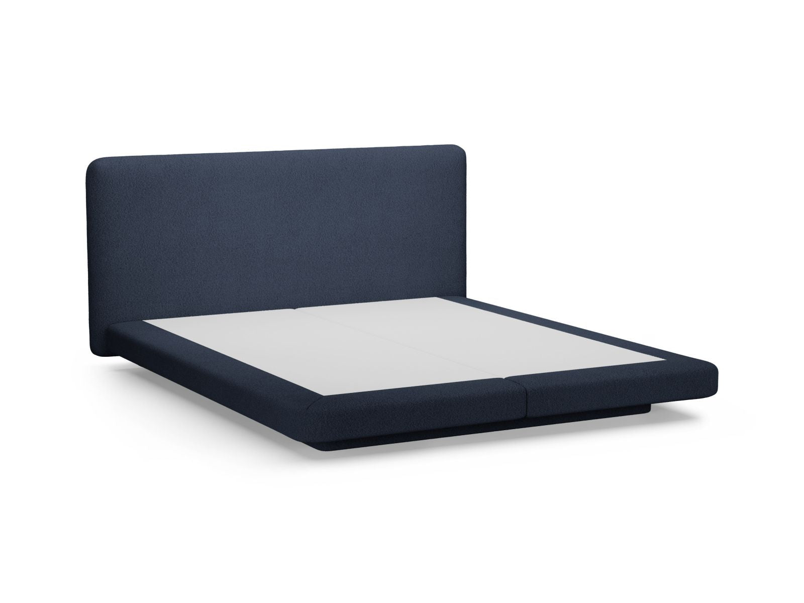 Elegantes Linea Bett mit 200 cm hohem Kopfteil in tiefem Blau, ideal für stilvolle Schlafzimmer und entspannende Rückzugsorte.