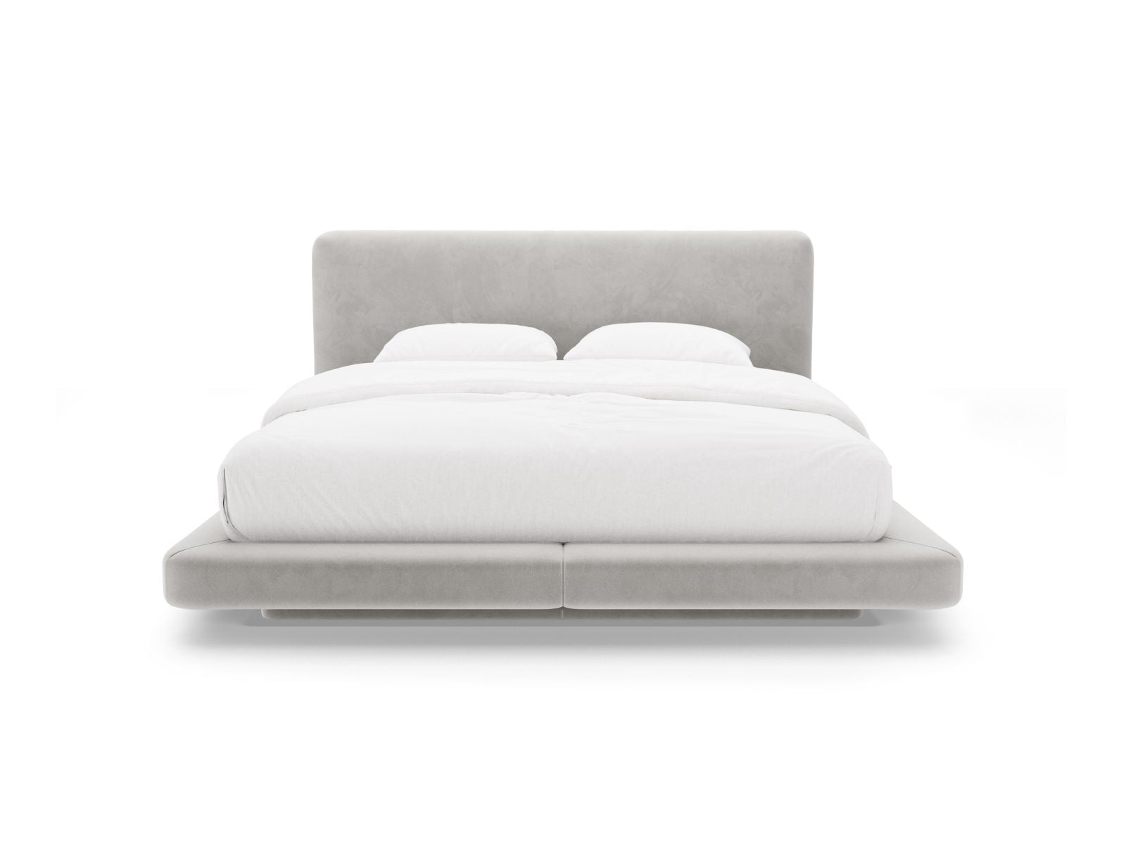 Elegantes Linea Bett mit 200 cm Kopfteil in Light Grey-Magic Velvet, ideal für stilvolle Schlafzimmergestaltung von Micadoni.