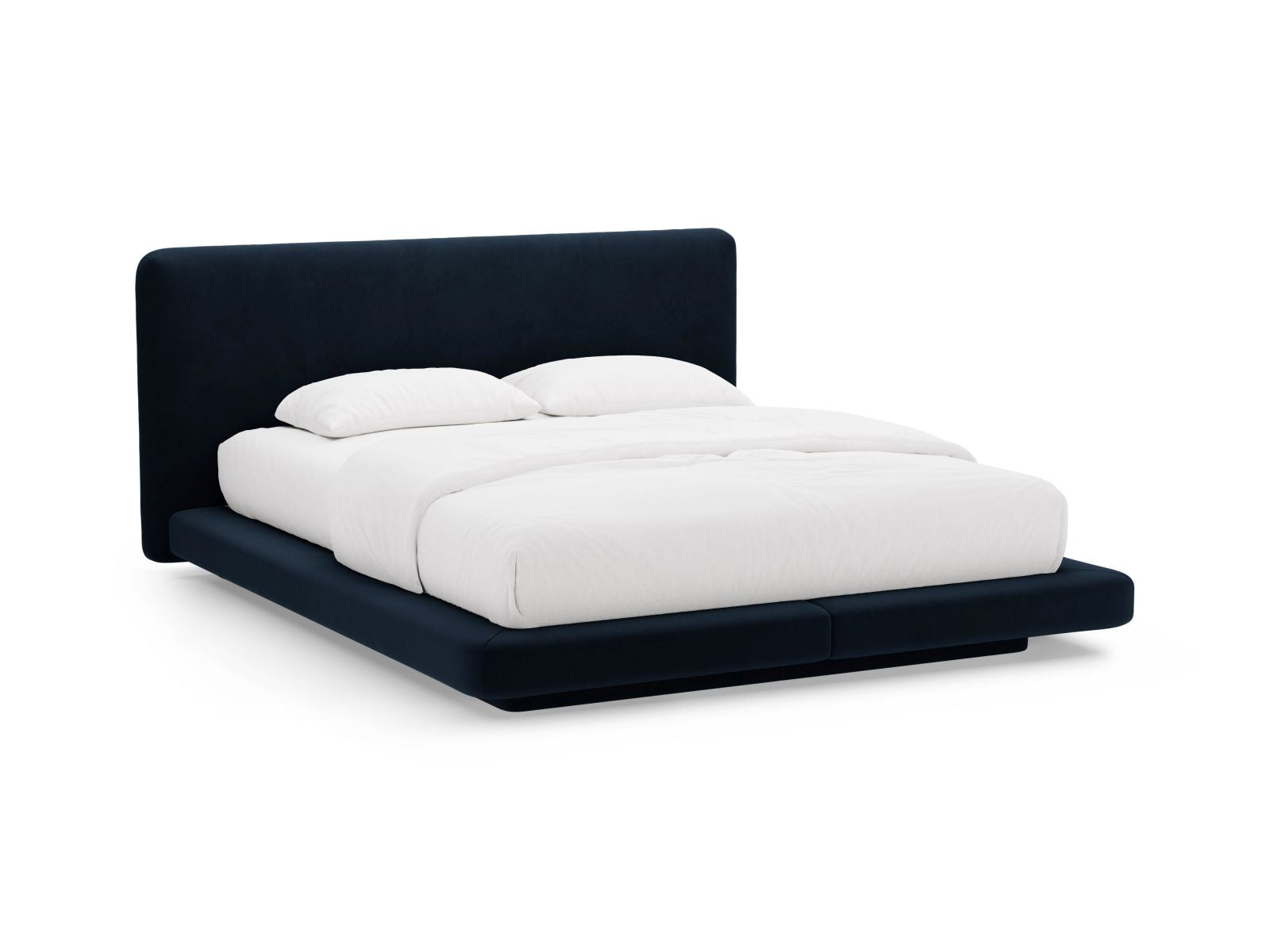 Linea Bett mit Kopfteil 200cm in Royal Blue-Magic Velvet präsentiert im Onlineshop von KAQTU Design AG. Bett ist von Micadoni