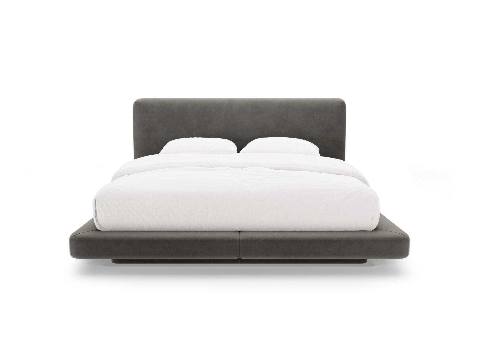 Elegantes Linea Bett mit 200 cm Kopfteil in edlem Dunkelgrau aus Magic Velvet, ideal für stilvolle Schlafzimmergestaltung.
