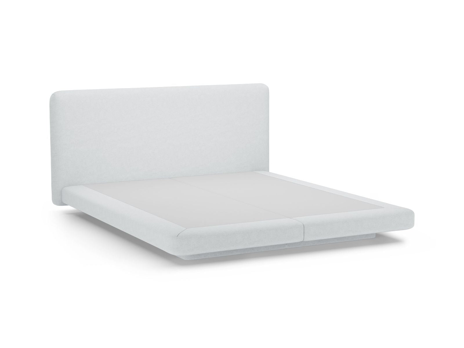 Elegantes Linea Bett von Micadoni mit 200 cm hohem Kopfteil in sanftem Light Grey, ideal für stilvolle Schlafzimmergestaltung.