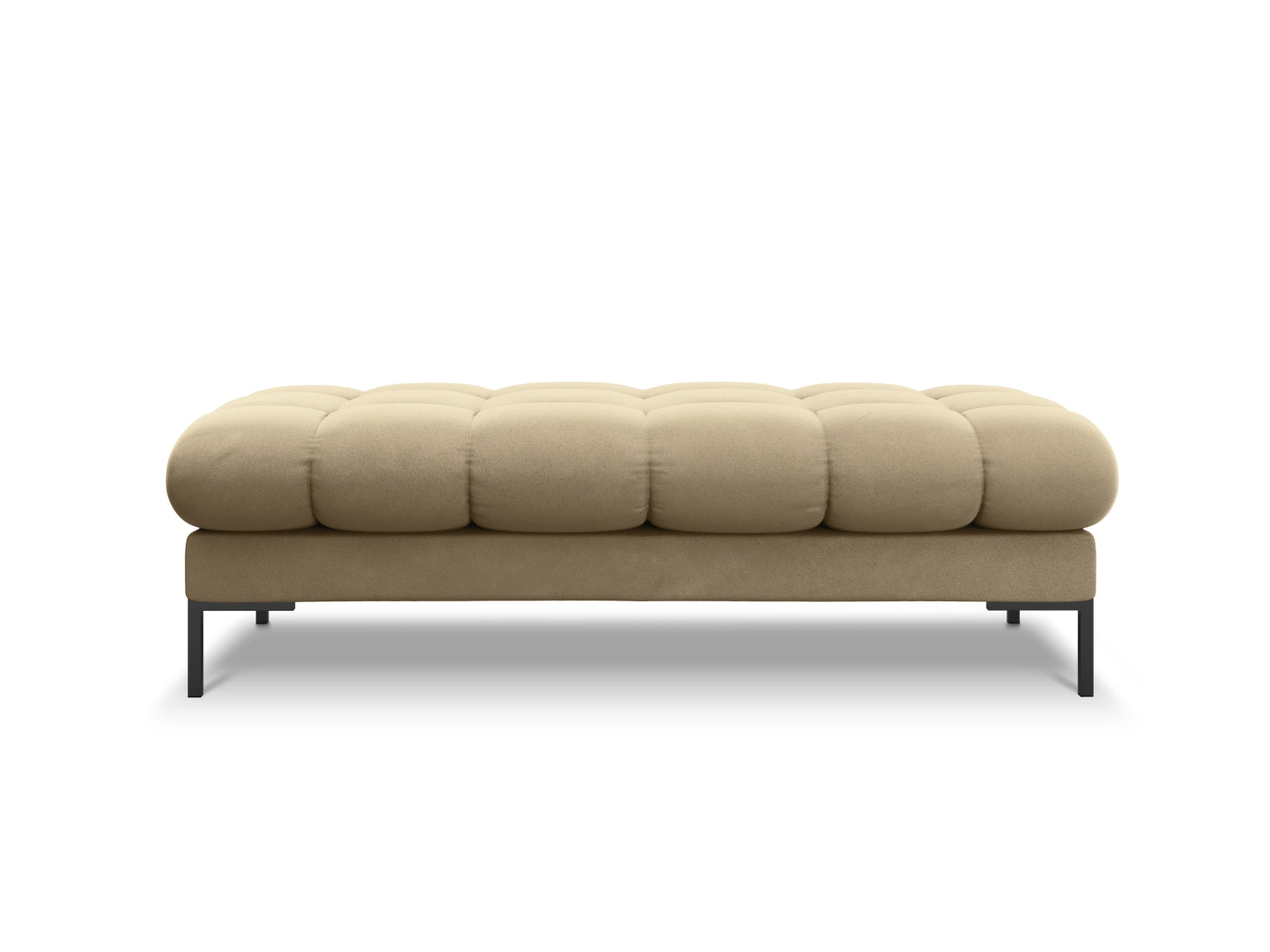 Elegante Mamaia Velour Bank für zwei Personen in stilvollem Beige und Schwarz, ideal für modernes Wohndesign.