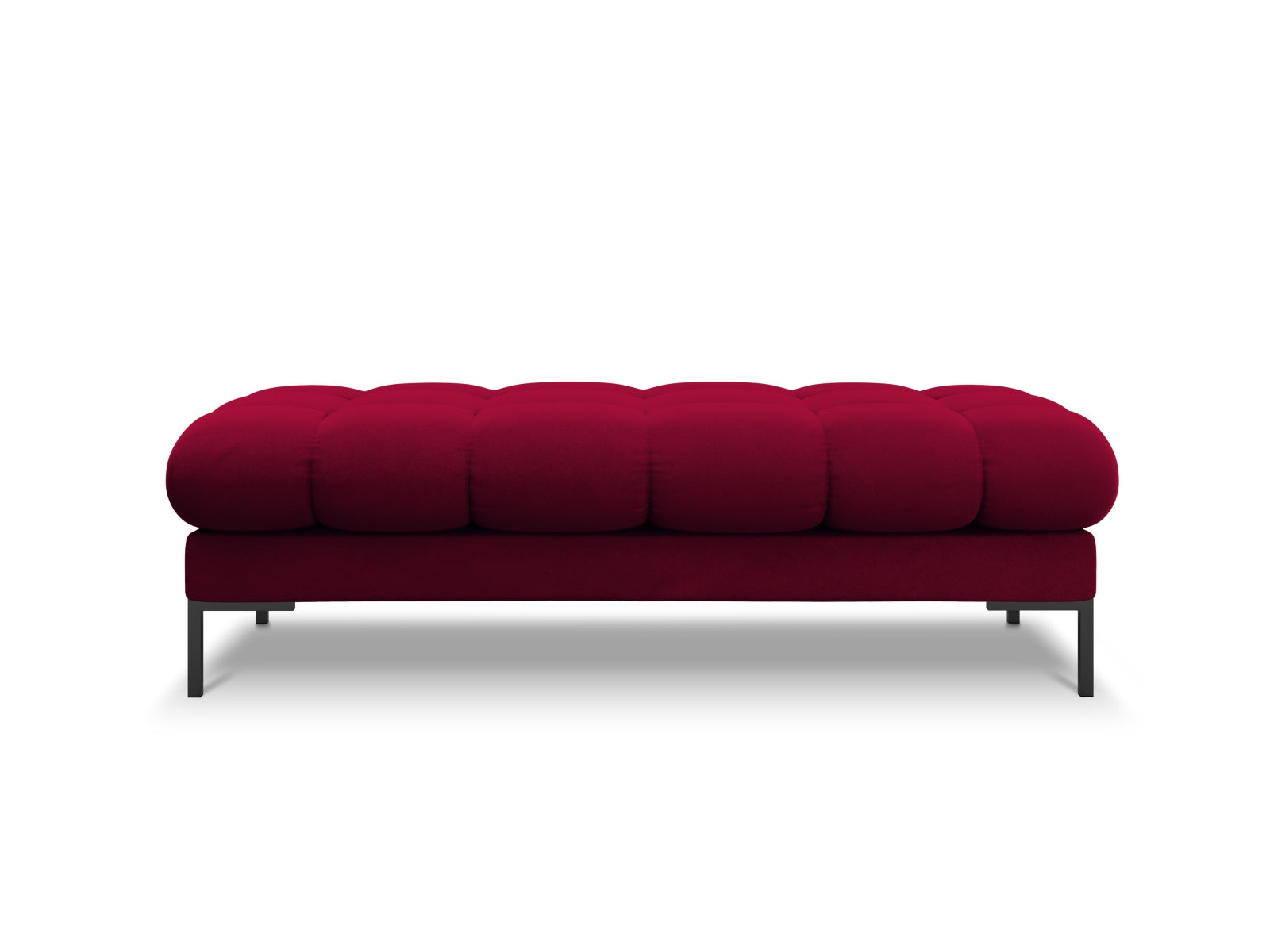 Elegante Mamaia Velour Bank für zwei Personen in stilvollem Rot und Schwarz, ideal für modernes Wohndesign und Komfort.