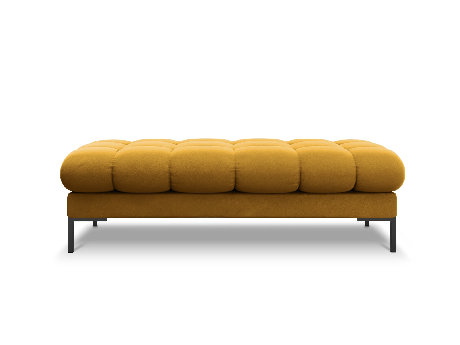 Elegante Mamaia Velour Bank für zwei Personen in stilvollem Gelb und Schwarz, ideal für moderne Wohnräume und gemütliche Sitzgelegenheiten.