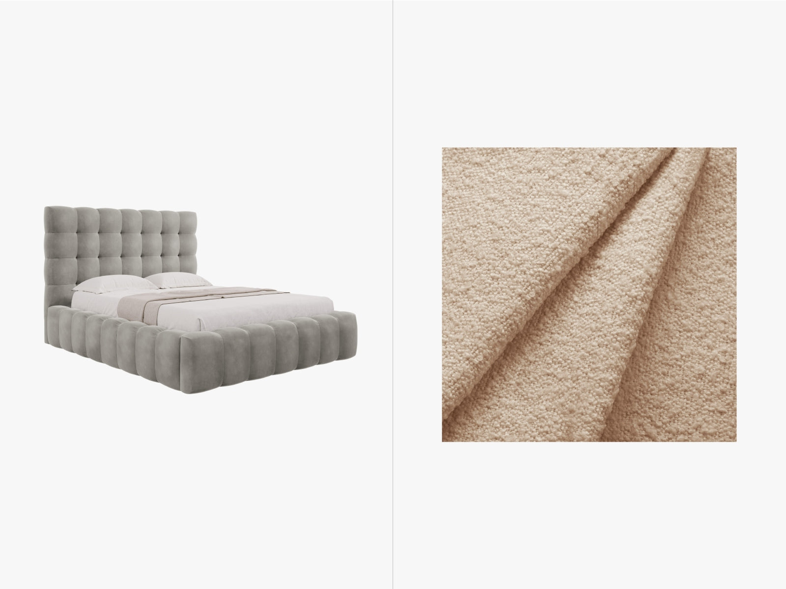 Mamaia Boucle Bett mit Stauraum und Headboard 165cm in Beige/Schwarz präsentiert im Onlineshop von KAQTU Design AG. Bett ist von Micadoni