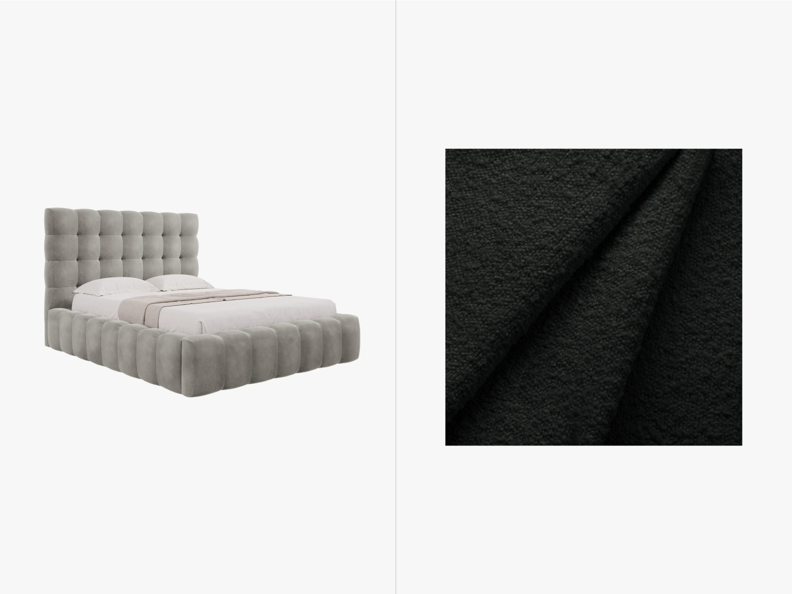 Mamaia Boucle Bett mit Stauraum und Headboard 165cm in Black/Schwarz präsentiert im Onlineshop von KAQTU Design AG. Bett ist von Micadoni