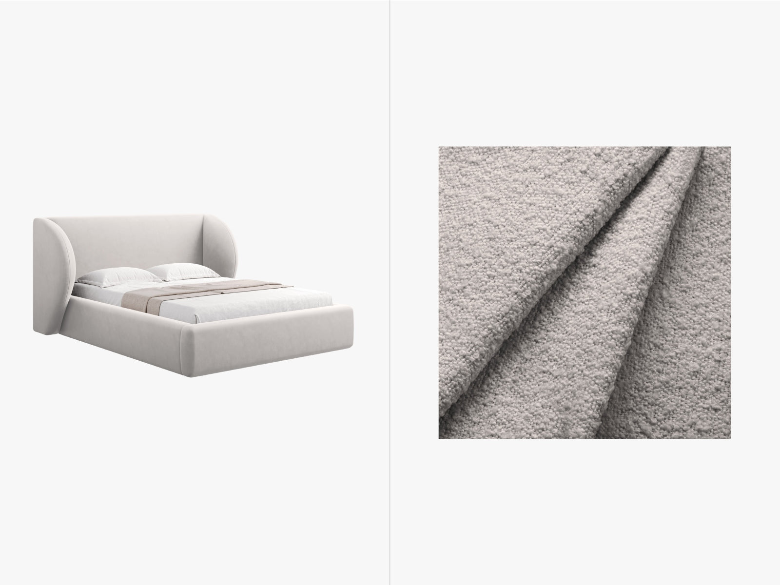 Miley Bett mit Stauraum und Headboard 187cm in Light Grey präsentiert im Onlineshop von KAQTU Design AG. Bett ist von Micadoni