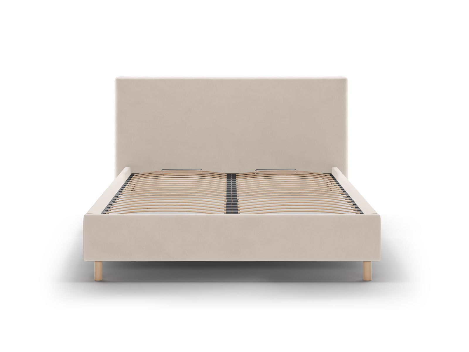 Elegantes Eloise Bett mit 140 cm Breite, Stauraum und Kopfteil in Ivory-Magic Velvet, ideal für stilvolle Schlafzimmergestaltung.