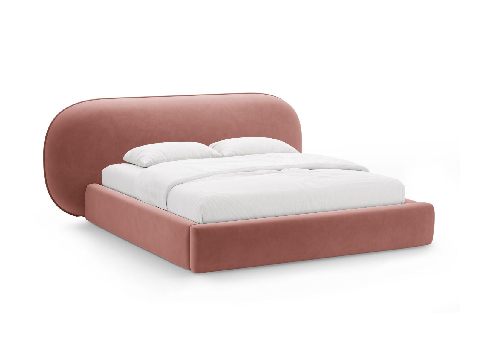 Ovalo Bett mit Stauraum mit Kopfteil 140cm in Pink-Magic Velvet präsentiert im Onlineshop von KAQTU Design AG. Bett ist von Micadoni
