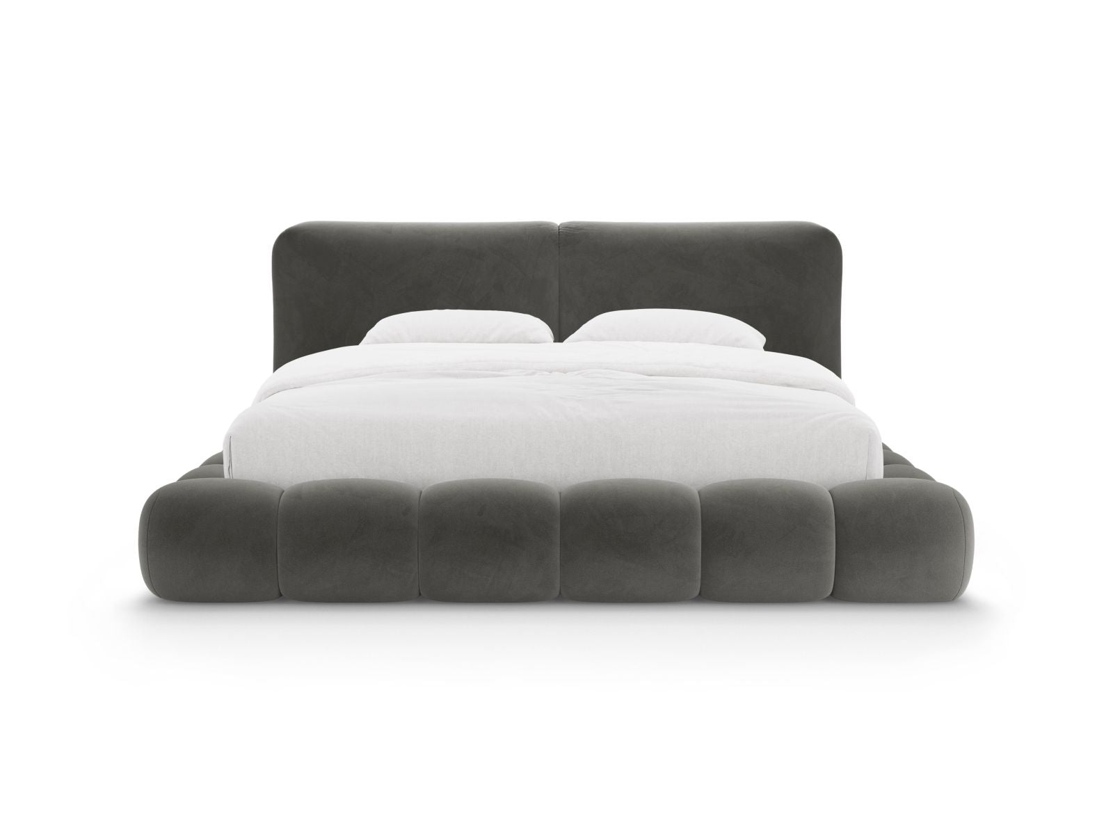 Elegantes Solange Bett mit 140 cm Kopfteil und praktischem Stauraum in stilvollem Dunkelgrau aus Magic Velvet, ideal für moderne Schlafzimmer.