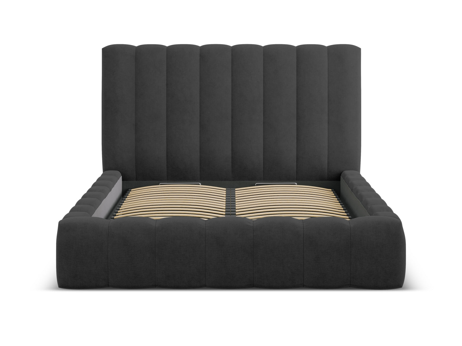 Erleben Sie das Kelp Bett von Micadoni: modernes Design, cleverer Stauraum und ein gemütliches Headboard für besten Schlafkomfort.