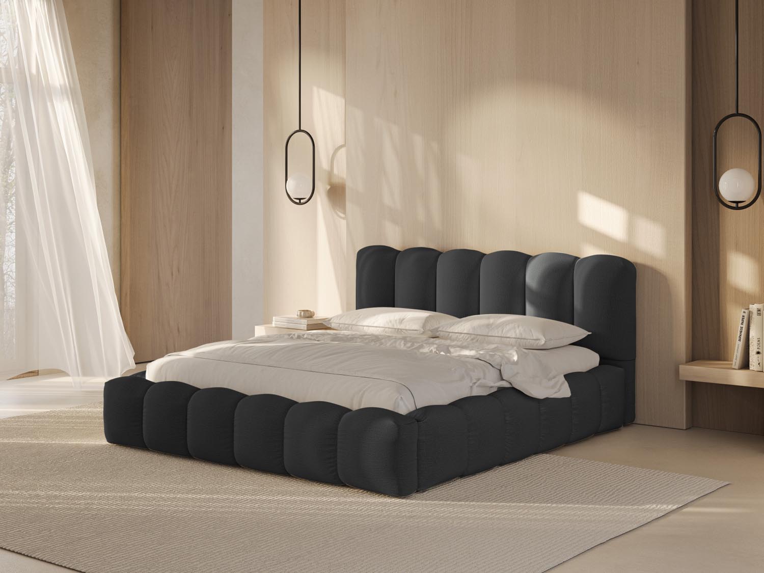 Stylisches Lupine Bett in Anthrazit mit praktischem Stauraum und elegantem Kopfteil, ideal für moderne Schlafzimmer.