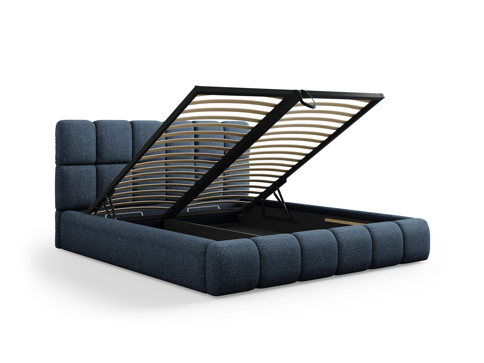 Elegantes Bellis Bett in Royal Blue, 140 cm, ausgestattet mit Stauraum und einem modernen Kopfteil für ein stilvolles Schlafzimmer.