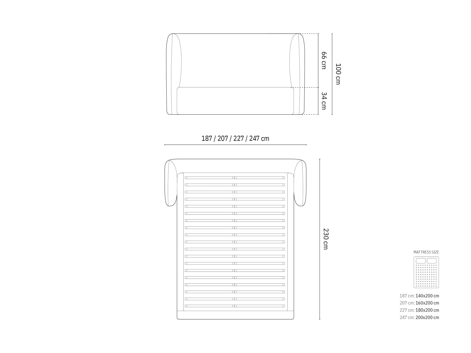 Entdecken Sie das Miley Bett von Micadoni: modernes Design, praktischer Stauraum und ein komfortables Headboard für erholsame Nächte.
