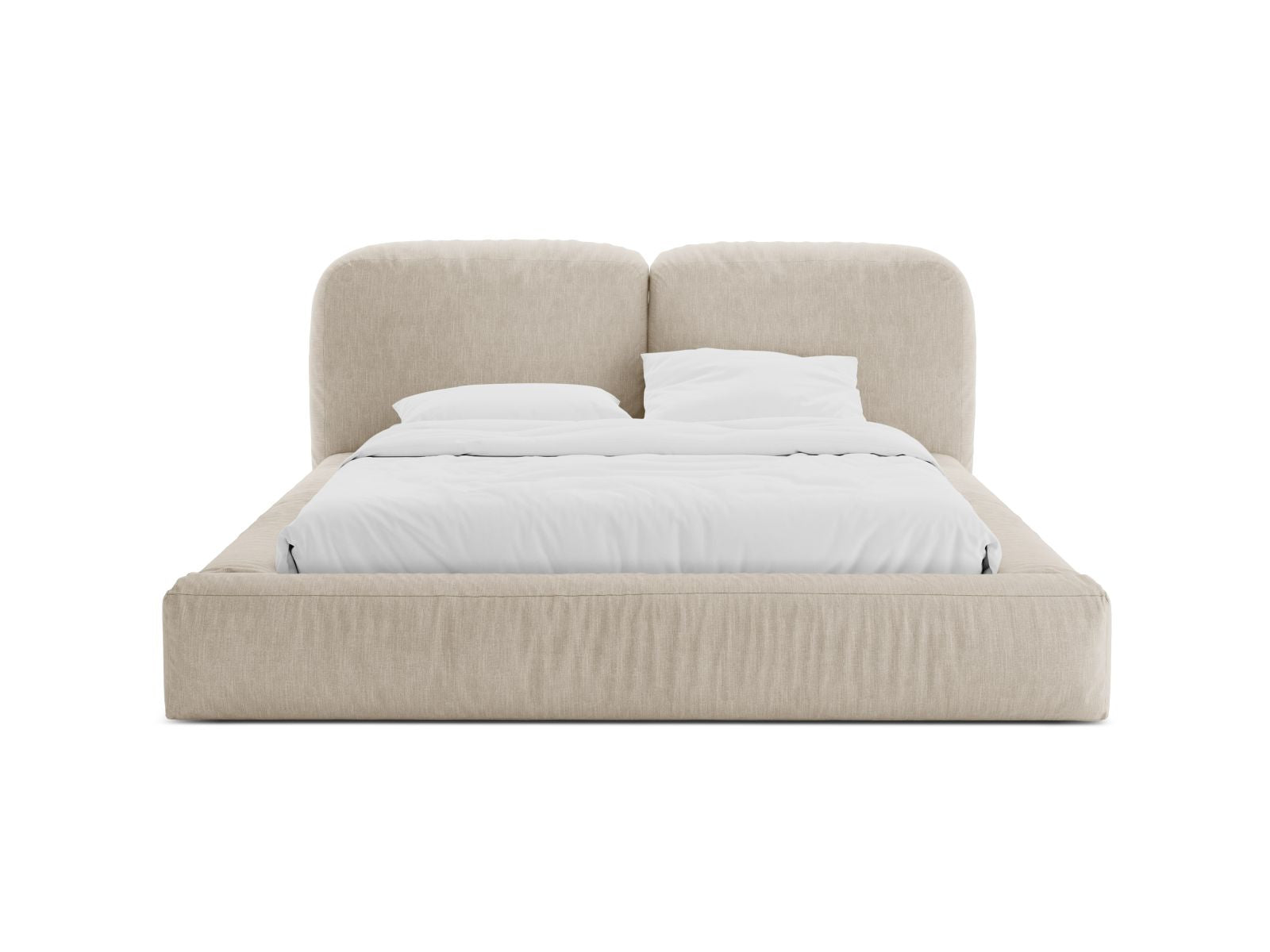 Elegantes Martina Bett in Light Beige mit praktischem Stauraum und stilvollem Kopfteil, ideal für jedes Schlafzimmer.