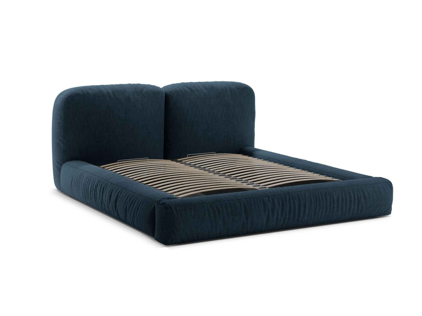 Elegantes Martina Bett in 140 cm Breite, ausgestattet mit praktischem Stauraum und modernem Kopfteil in Blue Jeans-Boston, ideal für stilvolle Schlafzimmer.
