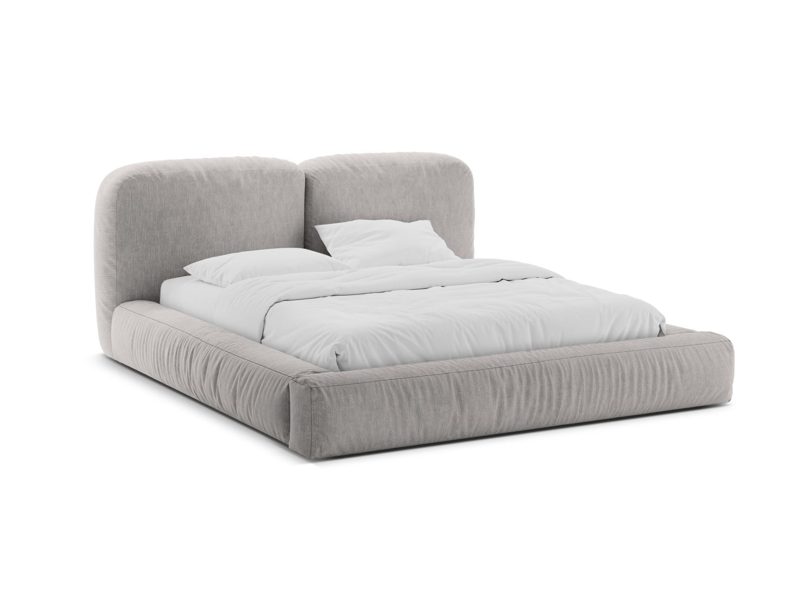 Martina Bett mit Stauraum mit Kopfteil 140cm in Light Grey-Boston präsentiert im Onlineshop von KAQTU Design AG. Bett ist von Micadoni