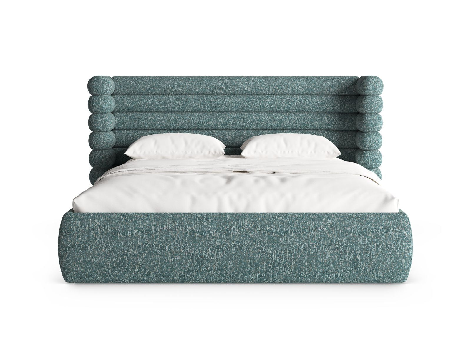 Elegantes Mount Bett mit 140 cm Breite, Stauraum und stilvollem Kopfteil in Blue Melange von Micadoni, ideal für moderne Schlafzimmer.
