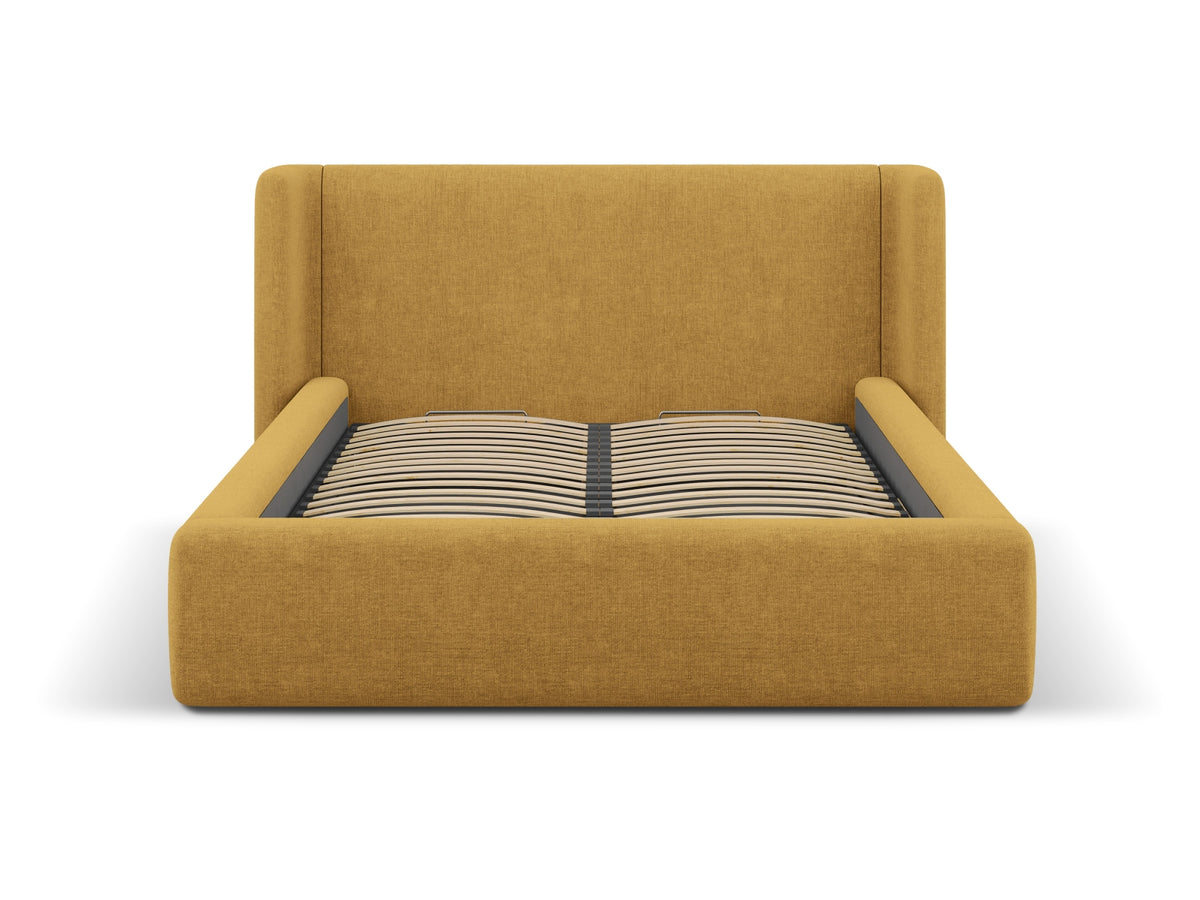 Jolene Bett mit Stauraum und Headboard 140cm in Light Olive-Wind präsentiert im Onlineshop von KAQTU Design AG. Bett ist von Micadoni