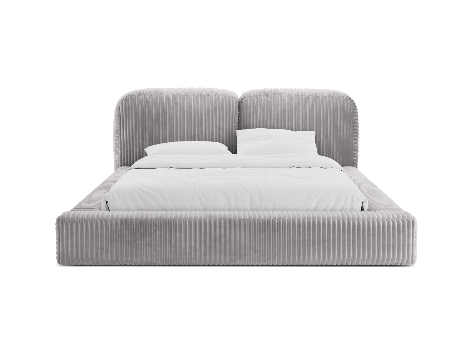 Elegantes Martina Bett mit praktischem Stauraum und stilvollem Kopfteil in Light Grey-Tilia, ideal für moderne Schlafzimmer.