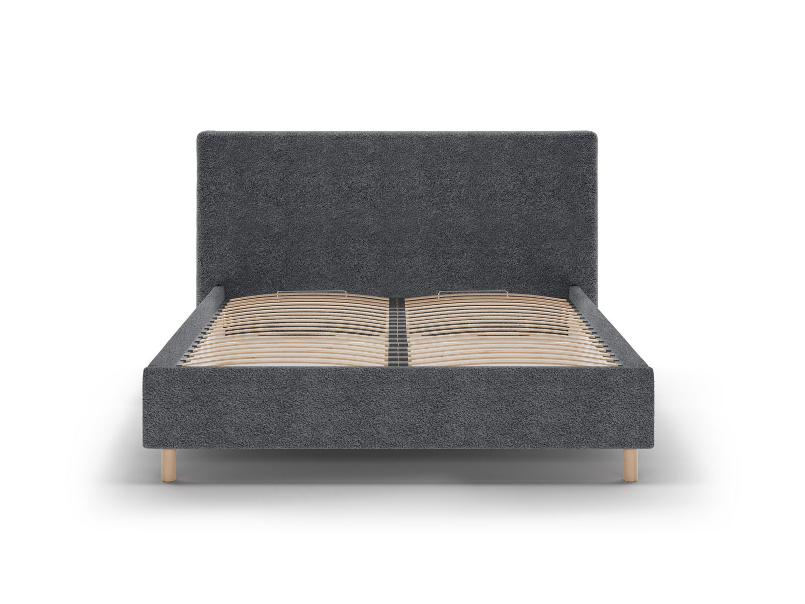 Elegantes Eloise Bett mit praktischem Stauraum und stilvollem Kopfteil in Dunkelgrau, ideal für moderne Schlafzimmer.
