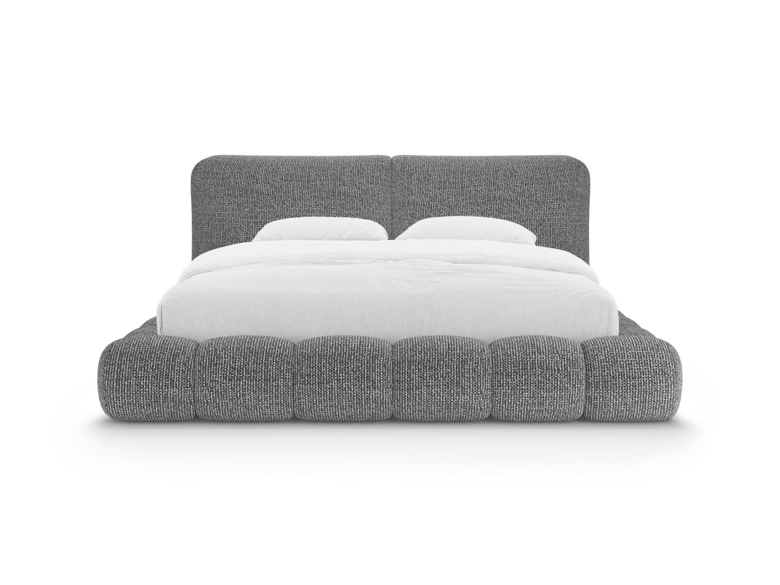 Elegantes Solange Bett mit 140 cm Breite, Stauraum und Kopfteil in Dunkelgrau, ideal für stilvolle Schlafzimmergestaltung.