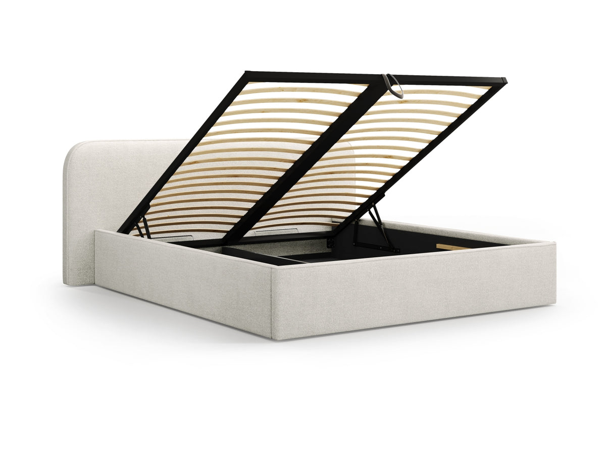 Elizabeth Bett mit Stauraum und Headboard 140cm in Grey Beige Melange-Monet präsentiert im Onlineshop von KAQTU Design AG. Bett ist von Micadoni