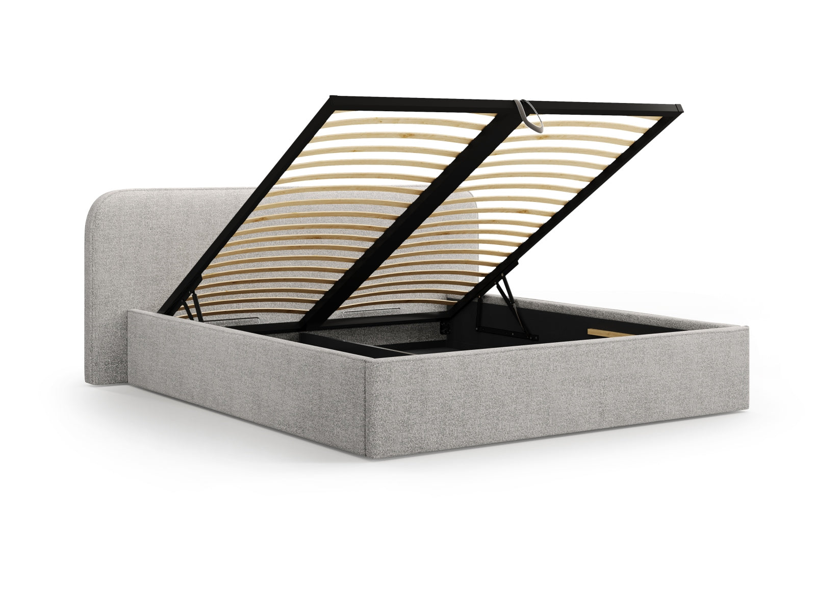 Erleben Sie das elegante Elizabeth Boucle Bett von Micadoni. Mit integriertem Stauraum und einem stilvollen Headboard – perfekt für Ihr modernes Schlafzimmer!